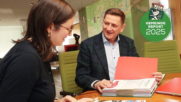 Leobens Bürgermeister Kurt Wallner im Gespräch mit der „Krone“. (Bild: Krone KREATIV/Jürgen Fuchs)