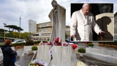 Kerzen, Lichter, Gebete und Hoffen – weltweit hoffen Gläubige auf die Genesung des Papstes. (Bild: AP/AP, AFP, Krone KREATIV)