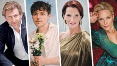 Heldentenor Andreas Schager, Popsänger Ariel Oehl, Maya Hakvoort, die Grande Dame des Musicals, Mezzosopranistin Elīna Garanča (Bild: Krone KREATIV/David Jerusalem, Tim Cadadini, Sarah Katharina, Alexander Haiden)