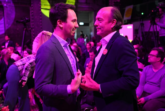 Wiederkehr and Gara at the Neos state members' meeting
