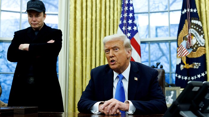Gemeinsames Einsparungsziel von Präsident Donald Trump und Elon Musk, dem Leiter der ...