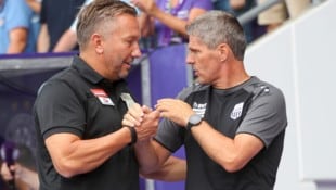 Manfred Schmid und Didi Kühbauer trafen als Spieler und Trainer schon häufig aufeinander. (Bild: GEPA)