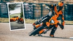 Kann kaum ein Zufall sein: BMW Motorrad zeigte seit Mittwoch auf dem eigenen Instagram-Account, dass auch ihnen das KTM-Orange – siehe großes Bild – gut stehen würde. (Bild: Krone KREATIV/Screenshot Instagram, KTM)