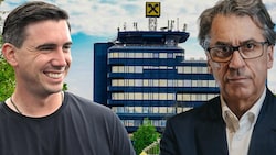 Die Robau um Mark Mateschitz, die Raiffeisenlandesbank Oberösterreich und Stefan Pierer (re.) hält jetzt die Mehrheit an Rosenbauer. (Bild: Krone KREATIV/Horst Einöder, KTM/E. Tschann, AFP/Kerstin Joensson)