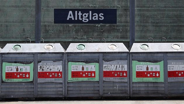 Glas landet beim Recycling auf Platz drei.