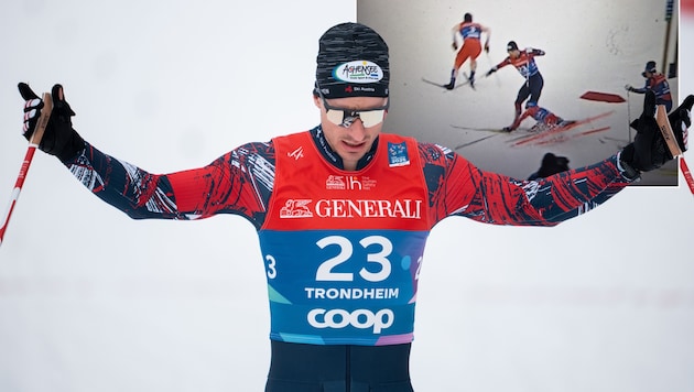 Benjamin Moser schied nach einem Sturz bereits im Viertelfinale aus. (Bild: Krone KREATIV/APA/GEORG HOCHMUTH, Screenshot ORF)