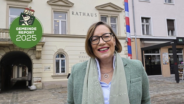 SPÖ mayor Elke Florian wants to tackle the redesign of Judenburg's main square. (Bild: Krone KREATIV/Christian Jauschowetz)