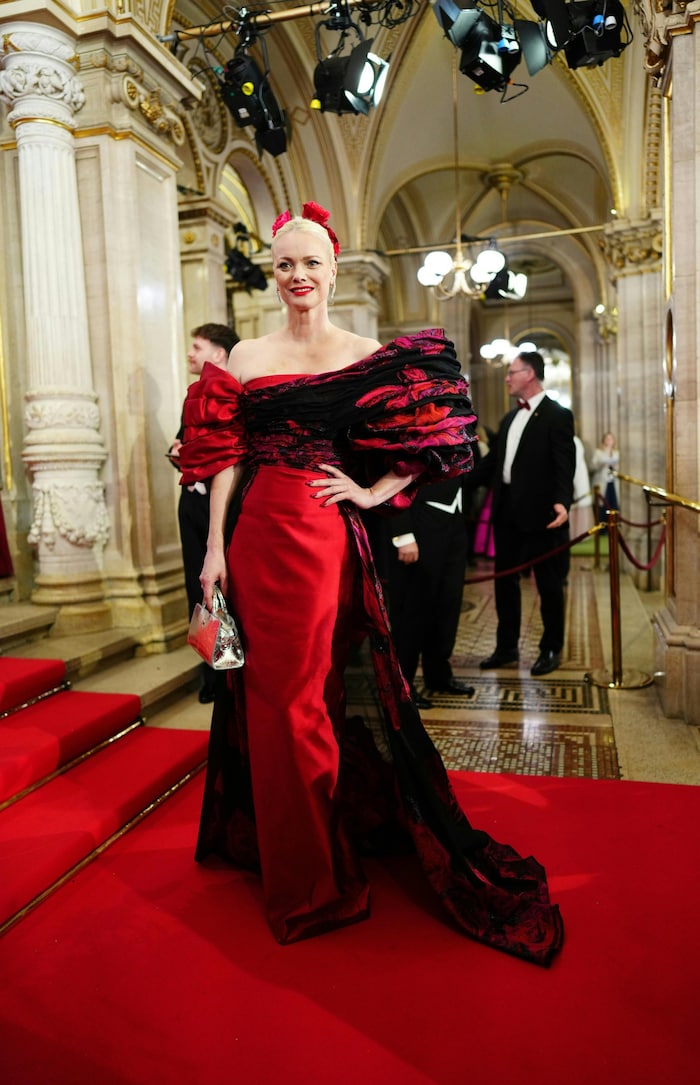 Top model Franziska Knuppe created her gown herself.