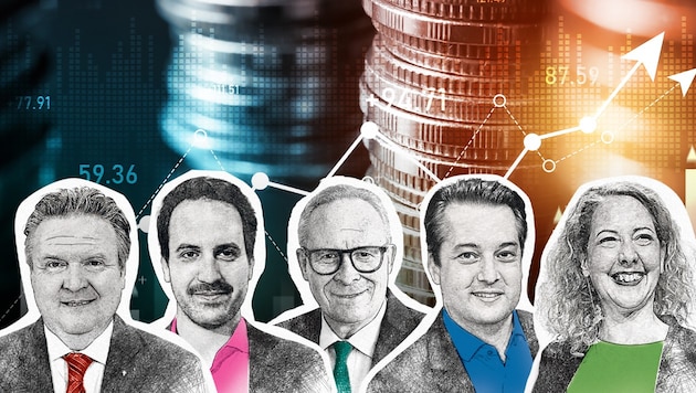 The leading candidates of the Viennese parties take a stand on economic issues. (Bild: Krone KREATIV/BBWien/Ludwig Schedl, Martin Jöchl, 
Peter Tomschi, Grüne Wien)