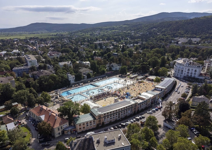 The picturesque backdrop at the lido.
