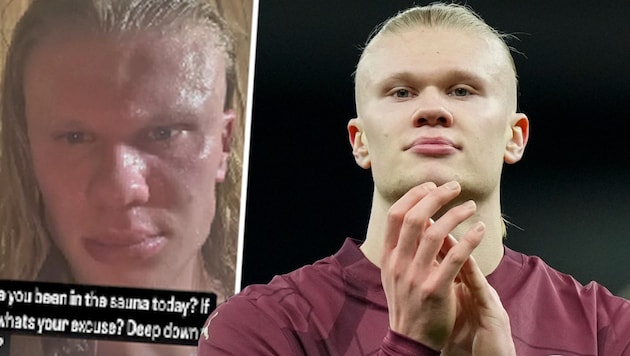 Erling Haaland, rechts in bekannter, links in ungewohnter Pose (Bild: AP, Instagram.com/erling)