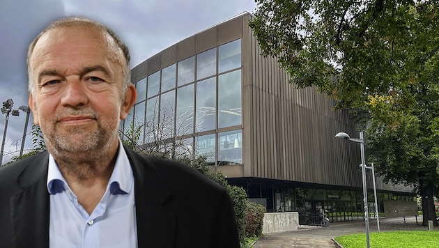 The affair surrounding the Brucknerhaus led to the resignation of Klaus Luger as Mayor of Linz last year. LIVA Supervisory Board Chairman Meinhard Lukas (pictured) is to clarify the events. (Bild: Krone KREATIV/Bild Brucknerhaus: Horst Einöder Bild Meinhard Lukas: Markus Wenzel)