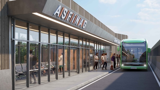 This is what the new bus stop directly on the highway will look like. (Bild: Asfinag)