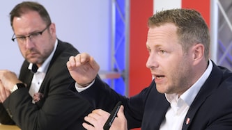 Die beiden blauen Generalsekretäre Michael Schnedlitz und Christian Hafenecker  teilten am ...