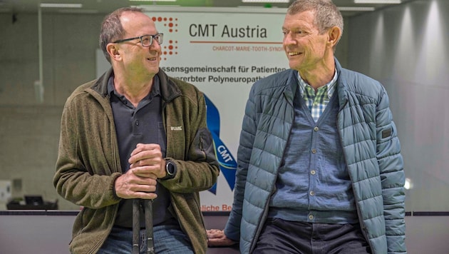 Die Steirer Rudolf Haidinger (li.) und Gerfried Huber sind CMT-Patienten. (Bild: Juergen Fuchs)