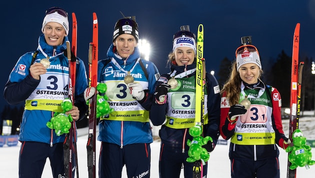 Fabian Müllauer, Thomas Marchl, Anna Andexer und Wilma Anhaus (v. li.). (Bild: Danielsson/IBU)