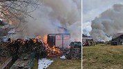 Der Stadel stand in Vollbrand – dichter Rauch stieg auf.