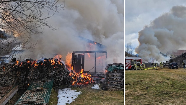 The barn was on fire - thick smoke was rising. (Bild: ZOOM Tirol)