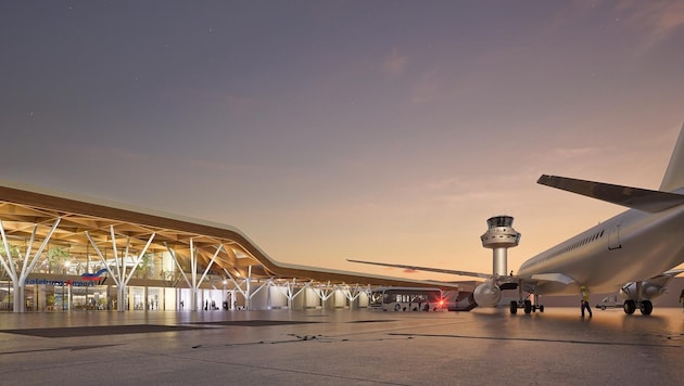 Geplant ist eine moderne Terminallandschaft: Doch jetzt heißt es noch länger Warten auf die Umsetzung (Bild: Flughafen/ATP architekten ingenieure)