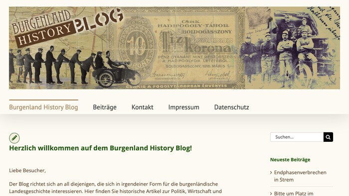 Meist einmal in der Woche gibt es einen neuen Artikel beim History Blog.