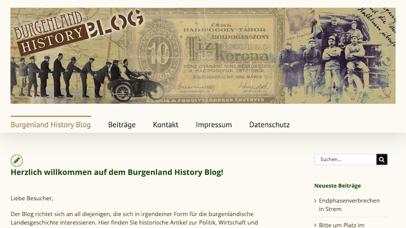 The History Blog usually publishes a new article once a week. (Bild: Herbert Brettl)