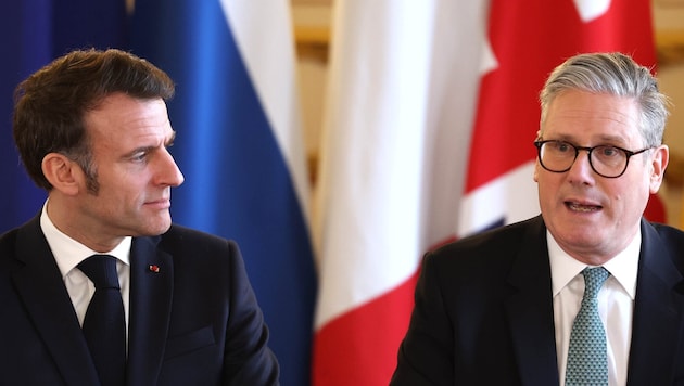 From left: France's President Emmanuel Macron and Great Britain's Prime Minister Keir Starmer (Bild: NEIL HALL/POOL)