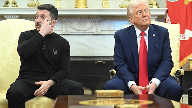 Volodymyr Zelenskyi was literally shown up in the White House by Donald Trump and his Vice President J. D. Vance. However, the Ukrainian president was clearly also intent on confrontation. (Bild: AFP/SAUL LOEB)