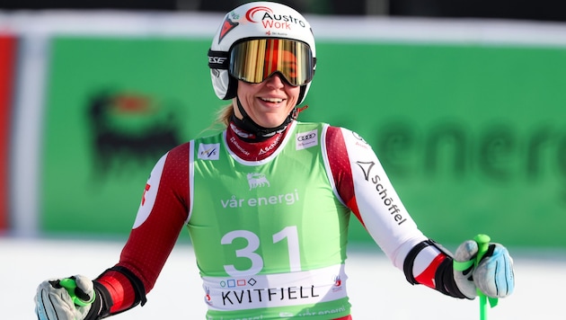 Nadine Fest from Arriach was relieved after her eleventh place in the World Cup Super-G in Kvitfjell. (Bild: GEPA)