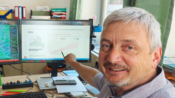 Harald Huemer vom Hydrographischen Dienst klärt über Pegelstände auf.