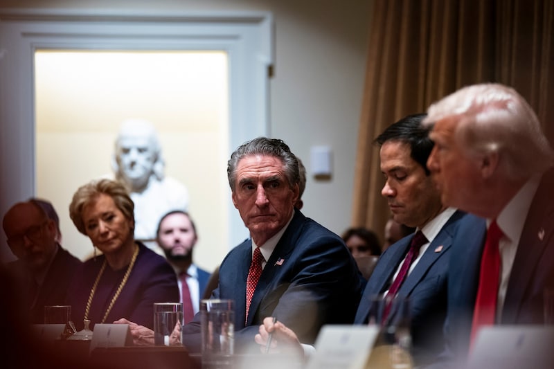 Cabinet meeting in the White House at the end of February: Donald Trump (r.), Linda McMahon (2nd from left) (Bild: AL DRAGO / POOL)