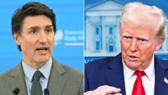 Kanadas Ministerpräsident Justin Trudeau (l.) will Donald Trumps (r.) Strafzölle nicht hinnehmen. (Bild: SERGEI GAPON, ROBERTO SCHMIDT)