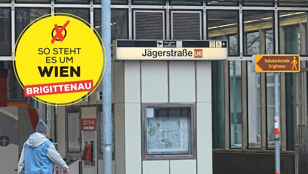 Seit einem Mord 2023 direkt vor der Station in der Jägerstraße steht das Thema Sicherheit im 20. Bezirk im Fokus.Ob die FPÖ daraus Profit schlagen kann, ist unklar. (Bild: Krone KREATIV/tomschi)