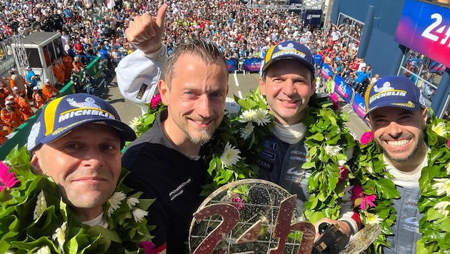 Richard Lietz (2nd from right) has already won five times at Le Mans, and this year he will be attacking for the 19th time. (Bild: Porsche)