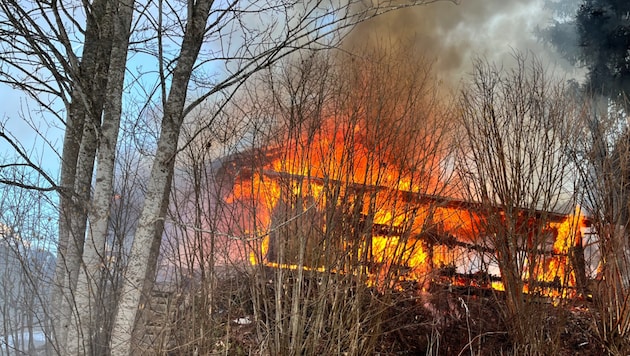 Haus stand in Vollbrand (Bild: Feuerwehr Pongau)