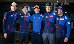 Österreichs Team bei der Nordischen Ski-WM: Michael Hayböck, Jan Hörl, Daniel Tschofenig, ...