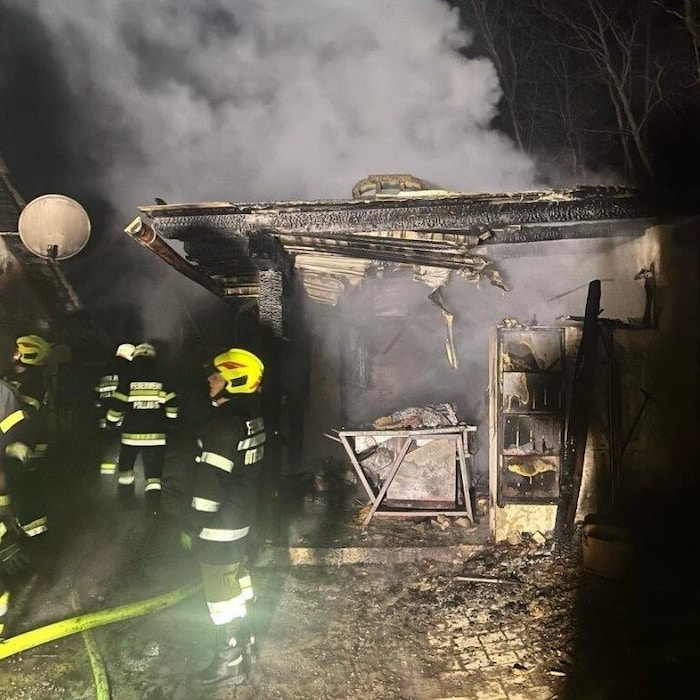 Three fire departments were deployed.