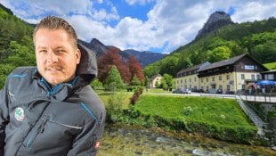 Bernd Scharfegger war die letzten fünf Jahre Pächter des beliebten Lokals „Am Wasserwerk“ in Kaiserbrunn im Höllental. Nun soll das Gebäude abgerissen werden.  (Bild: Krone KREATIV/ZVG Wiener Alpen)