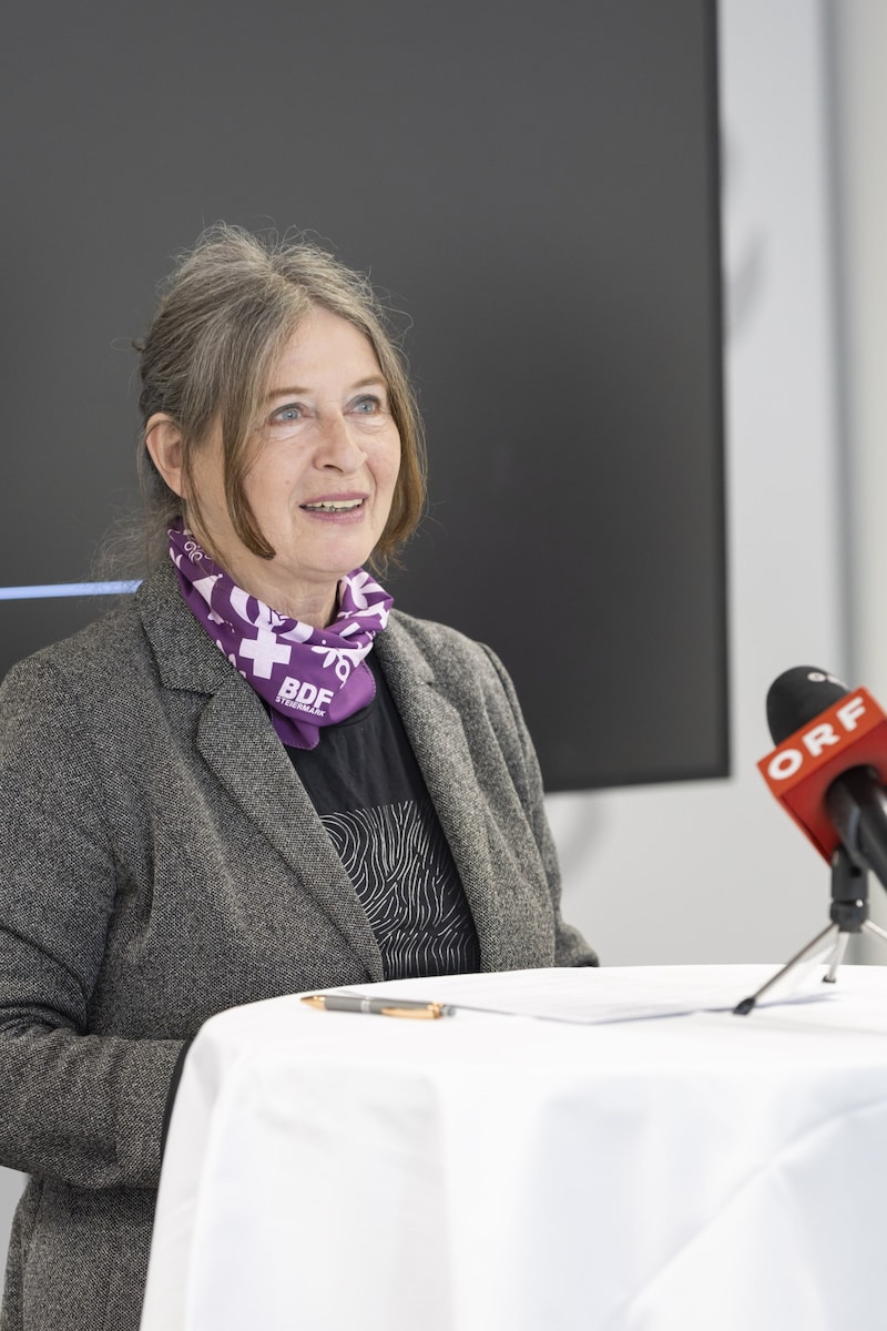 Mayor Elke Kahr at the press conference on Wednesday. (Bild: Foto Fischer)