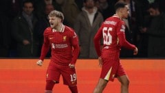 Harvey Elliott freut sich über sein Goldtor für Liverpool gegen PSG ... (Bild: AFP/FRANCK FIFE)