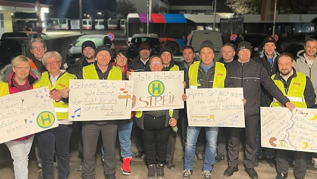 Warnstreik von Busfahrerinnen und Busfahrern in Zell am See (Bild: vida)