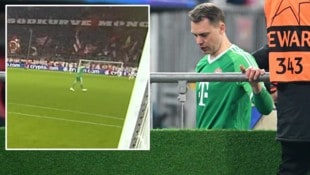 Manuel Neuer verletzte sich beim Jubeln.  (Bild: Krone KREATIV/APA/AFP/Tobias SCHWARZ, Screenshot DAZN)