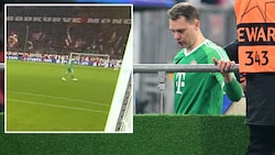 Manuel Neuer verletzte sich beim Jubeln.  (Bild: Krone KREATIV/APA/AFP/Tobias SCHWARZ, Screenshot DAZN)