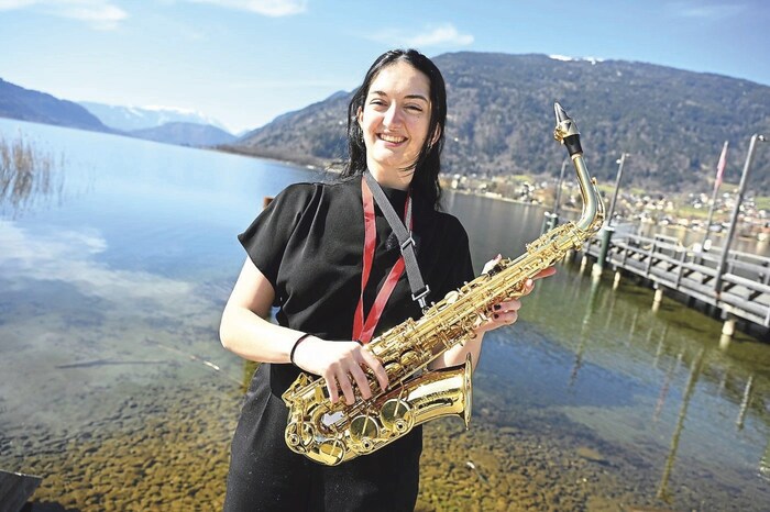 Ramona on the saxophone.