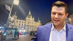 Im Mittelpunkt der Grazer Würstelstand-Affäre steht der frühere freiheitliche Gemeinderat Alexis Pascuttini.  (Bild: Krone KREATIV/Christian Jauschowetz)