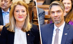 Wiens neue Vizebürgermeisterin Bettina Emmerling und der neue Finanzstadtrat Christoph Maschek ...