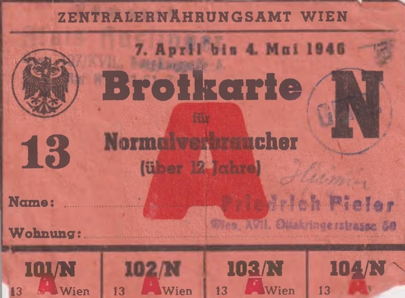 Bread only for cards - everyday life in Vienna 80 years ago (Bild: Bezirksmuseum Hernals)