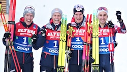 Die Silber-Gewinner von links nach rechts: Franz-Josef Rehrl, Johannes Lamparter, Martin Fritz und Fabio Obermeyr (Bild: APA/GEORG HOCHMUTH)