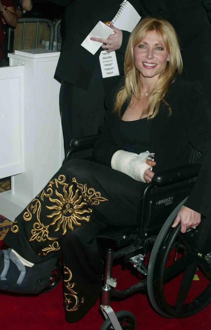 Pamela Bach in a wheelchair in 2003