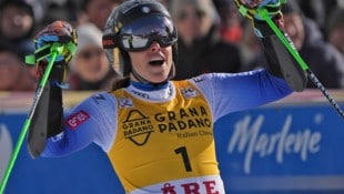 Federica Brignone hatte allen Grund zum Jubeln. (Bild: AP)