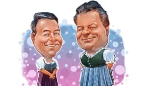 So stellt sich unser Karikaturist Milan A. Ilic Manfred Haimbuchner (li.) und Günter ...